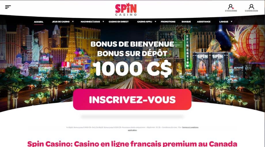 Spin Casino avis 2026 : revue & Bonus de bienvenue 1 000 CA$