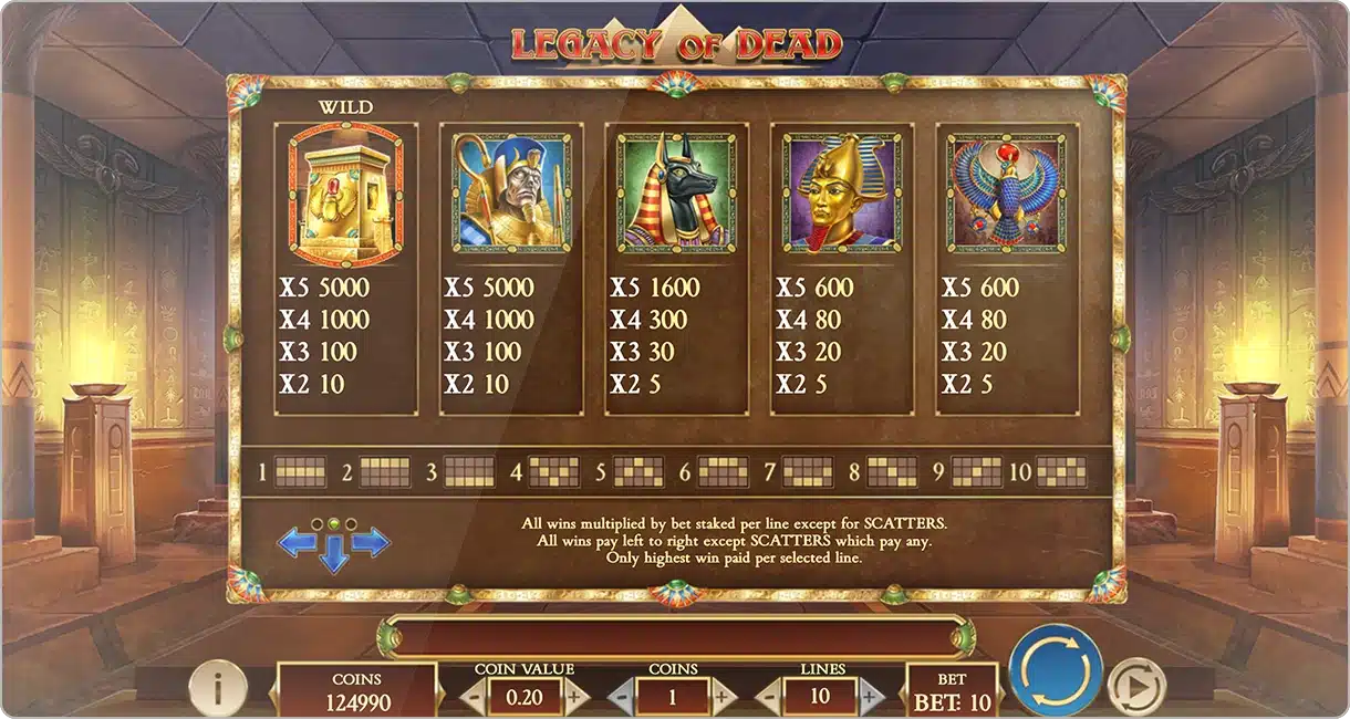 Les symboles et la grille du jeu Legacy of Dead