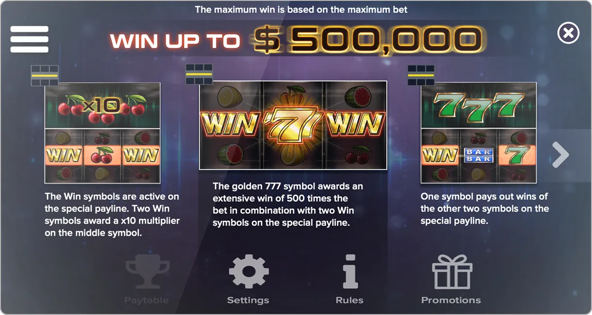 Les symboles et le système de gains de win win