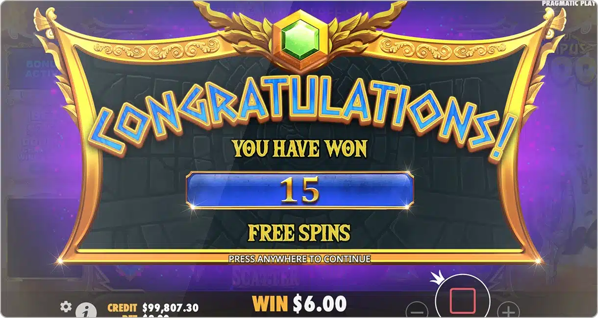 Les bonus disponibles sur la machine à sous Gates of Olympus 1000