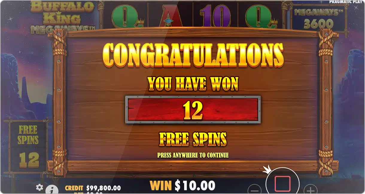 les free spins dans la machine à sous Buffalo King Megaways