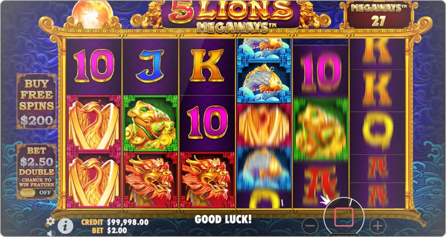 Le décor de 5 Lions Megaways