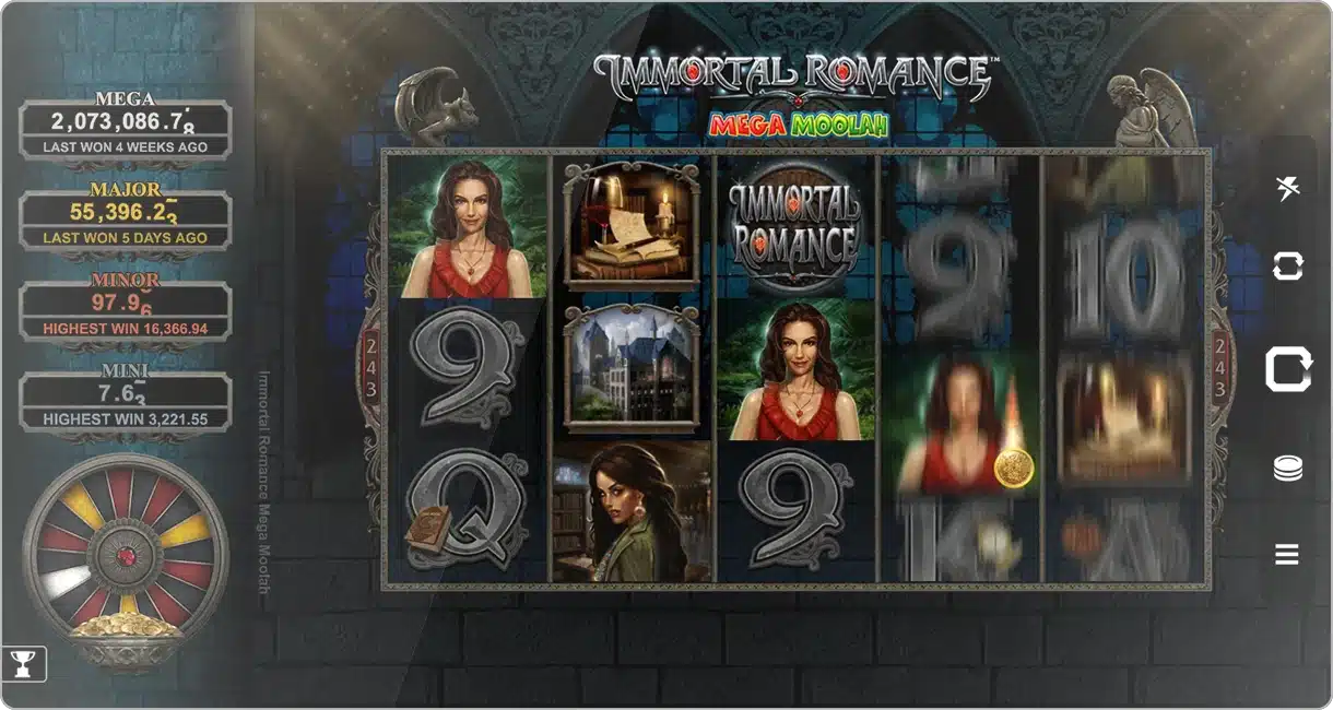 le thème et univers du jeu Immortal Romance Mega Moolah