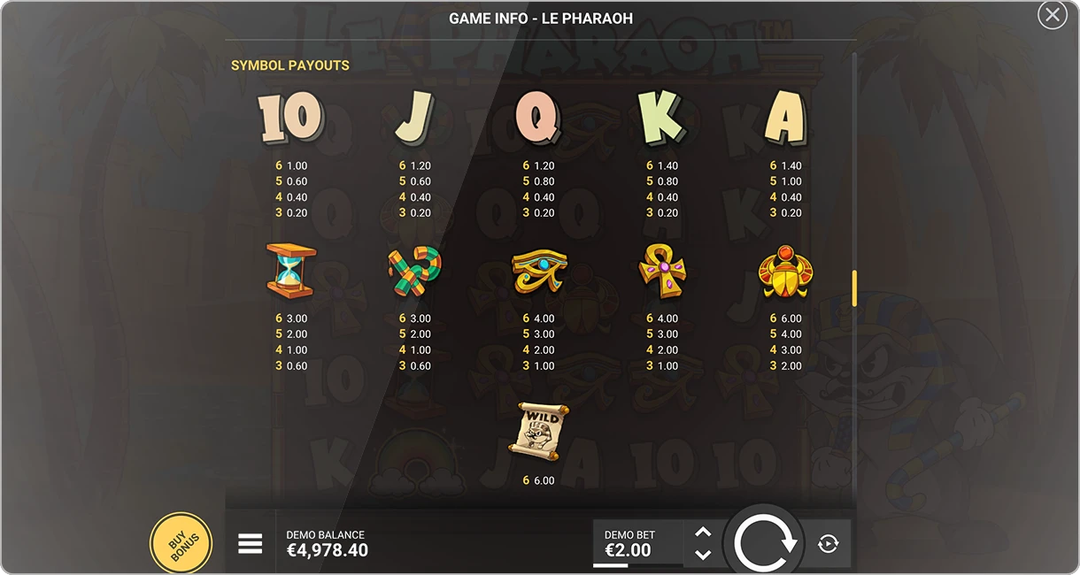 Jouer sur Le Pharaoh