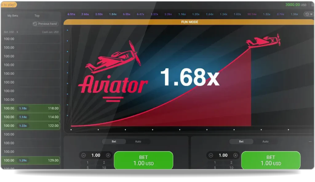 Image d'une partie du jeu Aviator