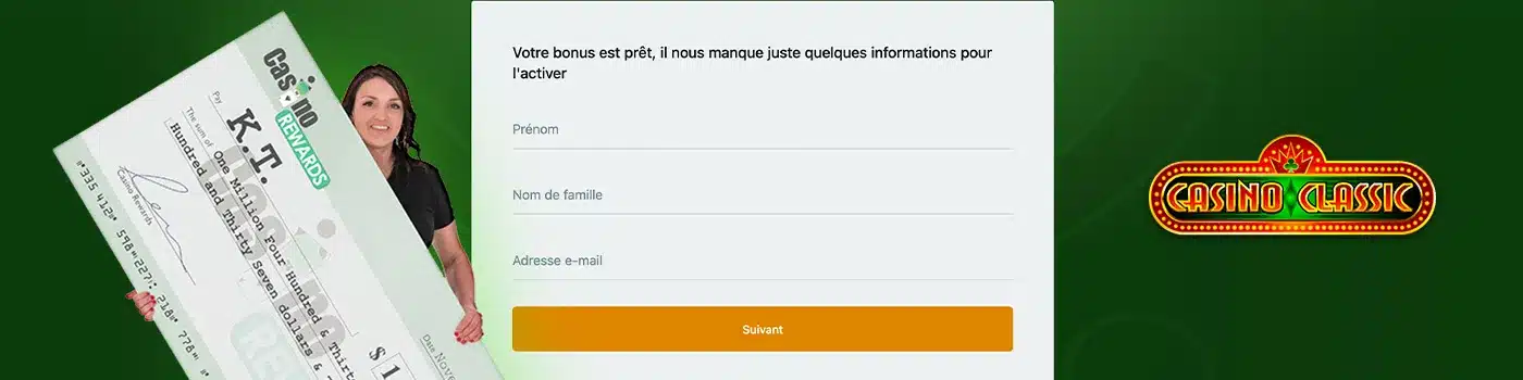 inscription sur Classic Casino