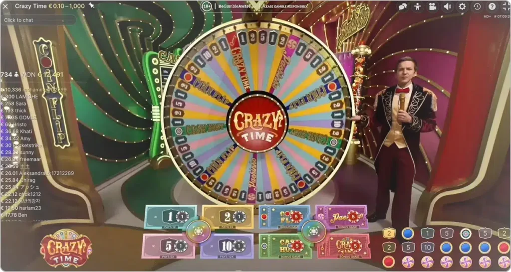 Illustration du jeu en direct Crazy Time