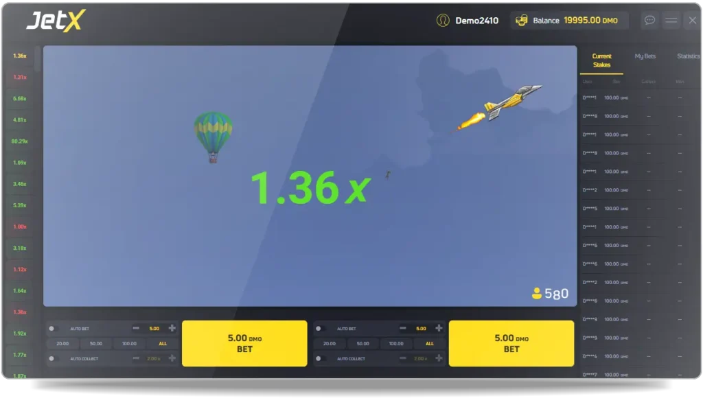 Image d'une partie de JetX