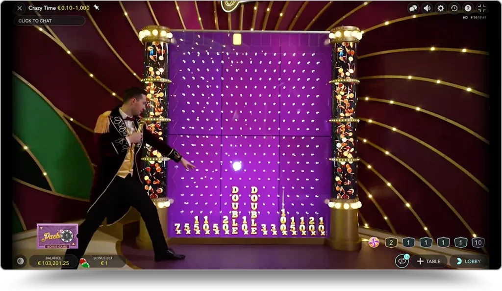 Image du jeu bonus Pachinko du casino en direct Crazy Time