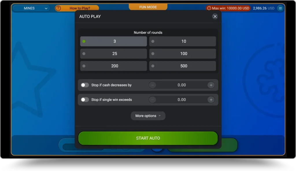 Paramétrer le mode autoplay des jeux de mines