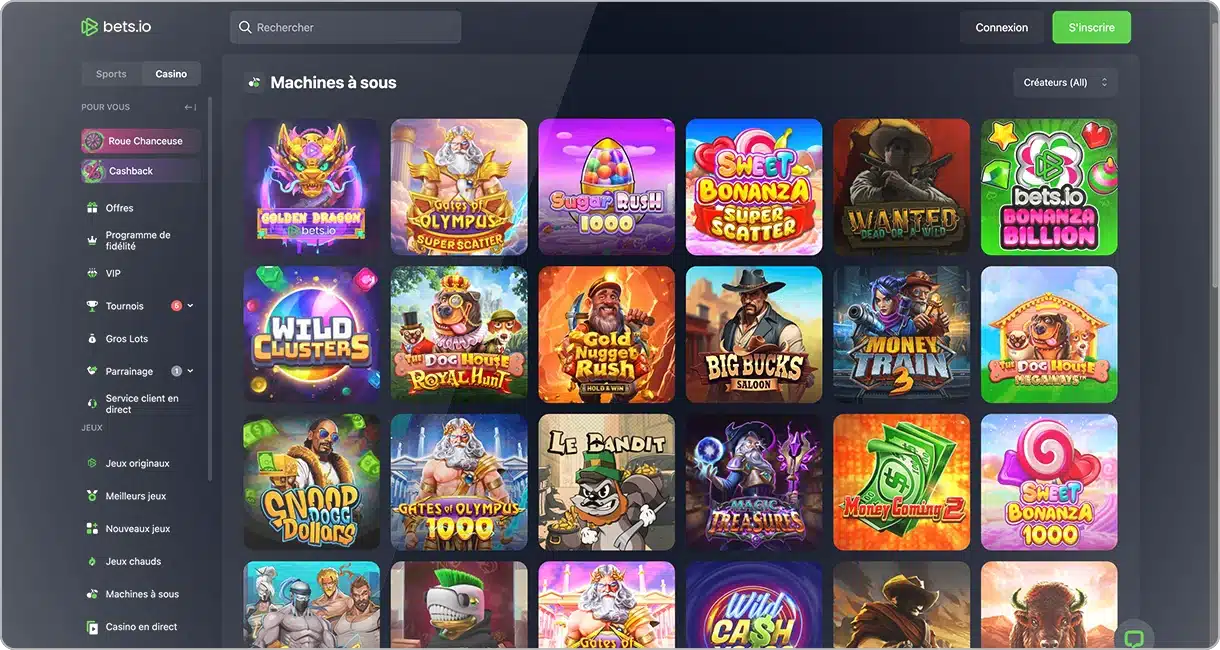 Image de la section machines à sous de Bets.io Casino