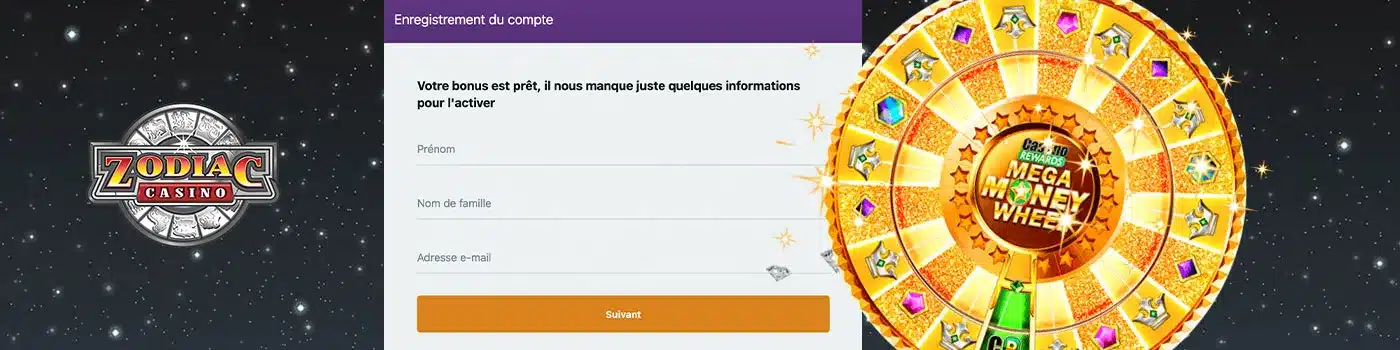 Inscription sur Zodiac Casino