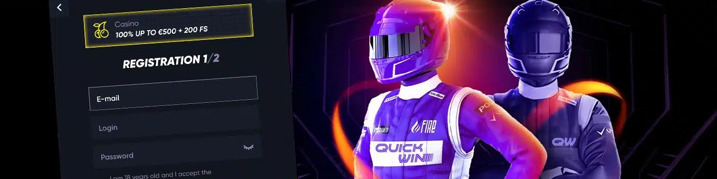 inscription sur Quickwin casino