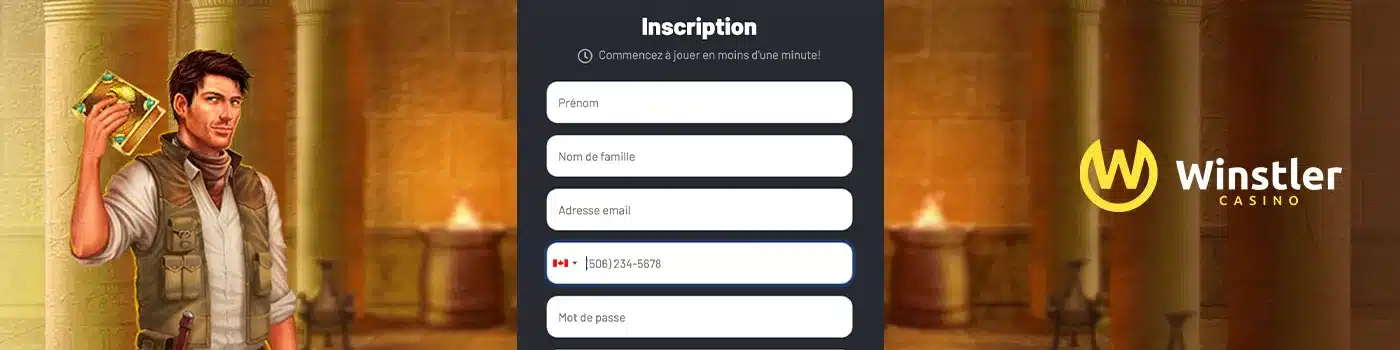 inscription sur Winstler casino