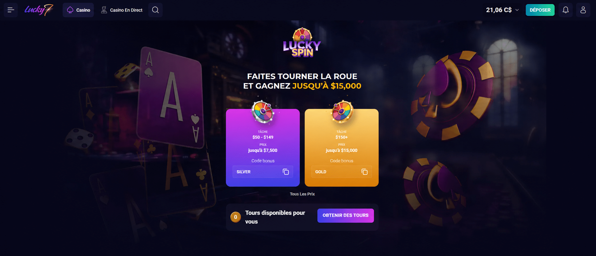 Code bonus sur Lucky7even