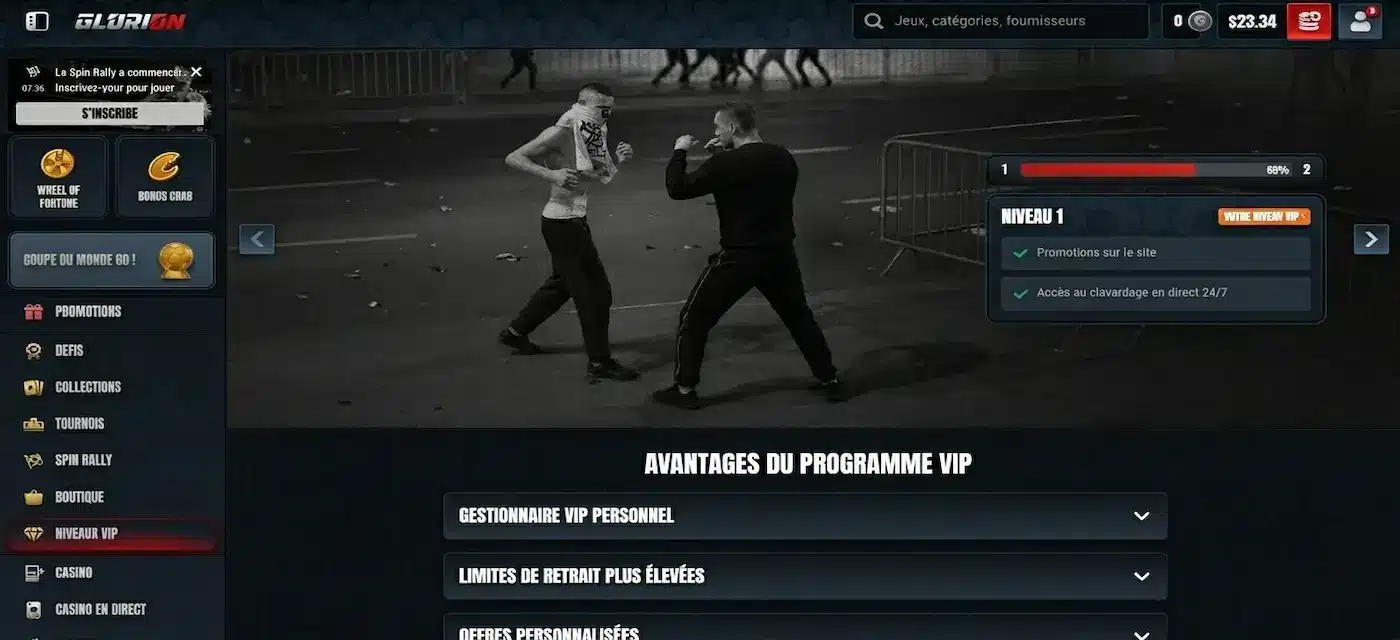 Programme VIP de Glorion casino