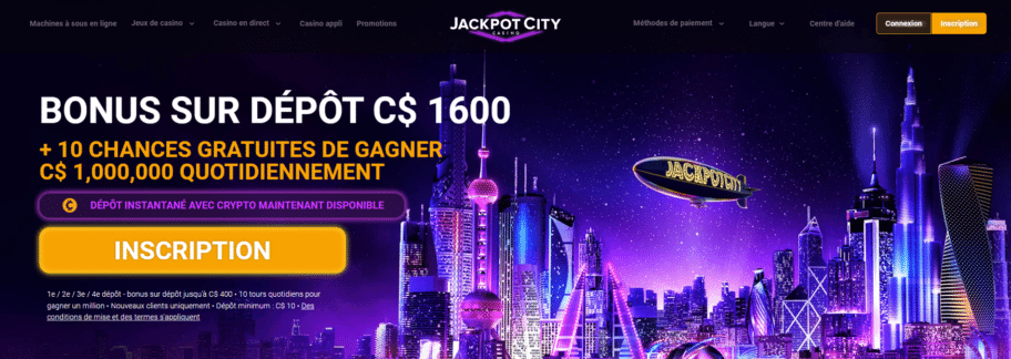 bonus offerts par Jackpotcity casino français