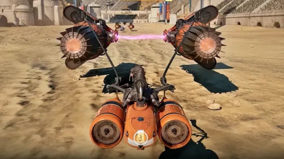 Véhicule qui démarre avant le départ d'une course dans Star Wars Galactic Racer