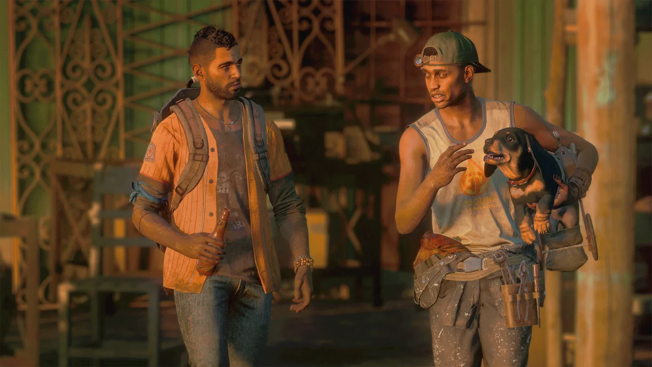 Deux personnages de Far Cry 6 en train de discuter